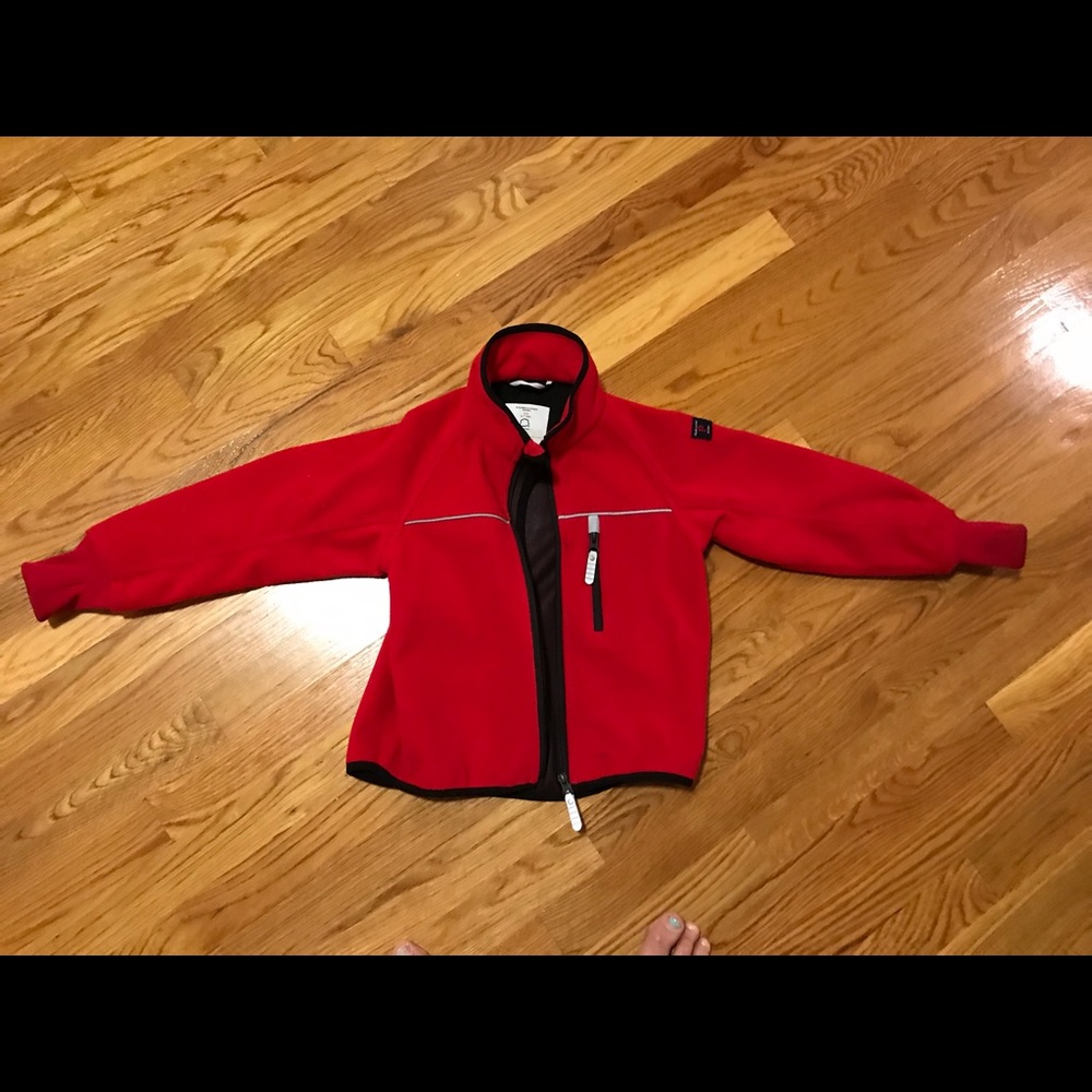 Polarn O Pyret Red Fleece wind jacket sz 6/7
